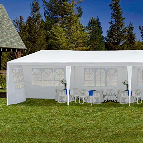 Gazebo Tent 10'x30' Canopy Tent Outdoor Gazebo Canopy Wedding Party Tent Heavy Duty Gazebo Pavilion, White (10x30ft 5 Removable Sidewalls)