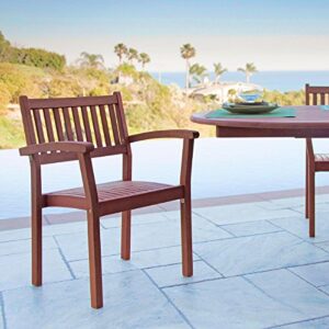 Vifah Malibu Outdoor 5-Piece Wood Patio Dining Set with Stacking Chairs