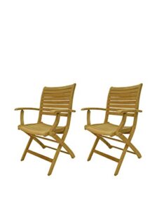 amazonia dublin 2-piece folding armchairs | certified teak | ideal for outdoors and indoors, with arms