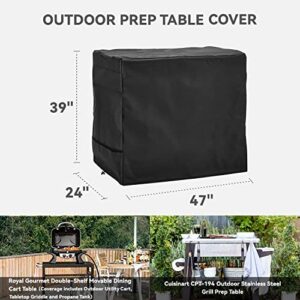 WNANAN Outdoor Dining Cart Cover - Heavy Duty Waterproof Cover, Prep Table Cover for Royal Gourmet Cart Flattop Worktable PC3401S & PC3401B, Compatible with 40 inch Outdoor Utility Cart