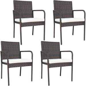 zhyh 4 piece outdoor patio dining chair cushioned sofa with armrests garden deck