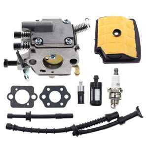 Carbhub MS200 Carburetor for Stihl MS200 MS200T 020T 020 Chainsaw Carb with Air Filter Fuel Line Hose, C1Q-S126B Carburetor Replace 1129 120 0653, MS200T Carburetor
