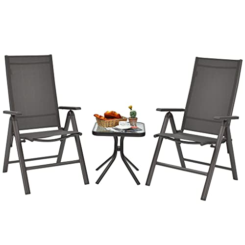 ZHYH Patio Chair 2 Piece Folding Dining Chair with Adjustable Back