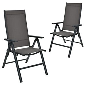 ZHYH Patio Chair 2 Piece Folding Dining Chair with Adjustable Back