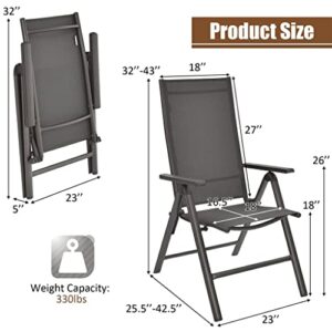 ZHYH Patio Chair 2 Piece Folding Dining Chair with Adjustable Back