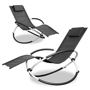 Outdoor Lounge Chair, New Zero Gravity Chair, Foldable Outdoor Chaise Lounge 2 Pack, 2021 Technological Innovation - A Combination of Recliner & Rocking Chairs