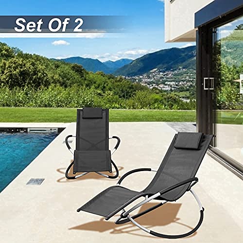 Outdoor Lounge Chair, New Zero Gravity Chair, Foldable Outdoor Chaise Lounge 2 Pack, 2021 Technological Innovation - A Combination of Recliner & Rocking Chairs