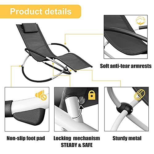 Outdoor Lounge Chair, New Zero Gravity Chair, Foldable Outdoor Chaise Lounge 2 Pack, 2021 Technological Innovation - A Combination of Recliner & Rocking Chairs