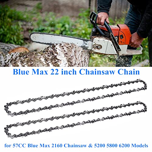 AILEETE 2-Packs 22 inch Chainaw Chain .325" LP Pitch - .058" Gauge - 86 Drive Links For 57CC Blue Max 2160 Chainsaw & 5200 5800 6200 Models, Replaces 21LPX086G