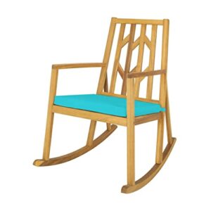 zhyh rocking chair acacia arm cushion sofa garden deck turquoise