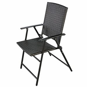 ZHYH 4 Piece Brown Folding Chair Furniture Outdoor Indoor Camping Garden Pool
