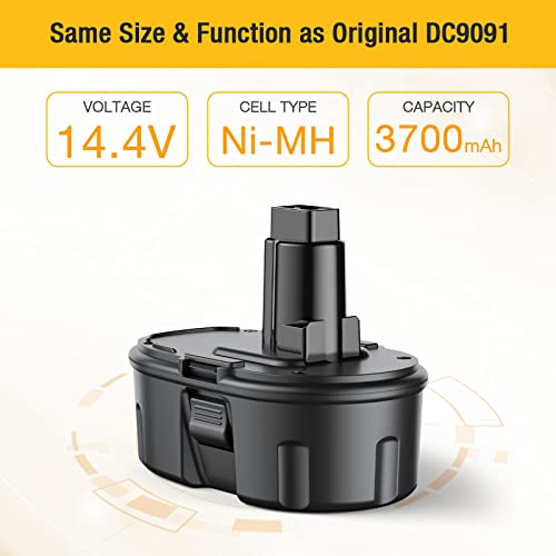 FirstPower 3.7Ah 14.4V DW9091 Battery - Compatible with Dewalt 14.4V Battery XRP Cordless Power Tool - Upgraded Ni-MH DC9091 DW9091 DW9094 DE9091 DE9092 DE9038