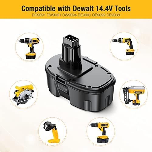 FirstPower 3.7Ah 14.4V DW9091 Battery - Compatible with Dewalt 14.4V Battery XRP Cordless Power Tool - Upgraded Ni-MH DC9091 DW9091 DW9094 DE9091 DE9092 DE9038