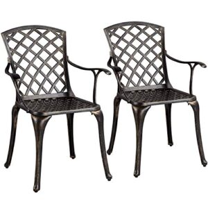 topeakmart outdoor patio dining chairs, set of 2 aluminum metal arm chairs bistro chair set for backyard, pool, garden, porch – bronze