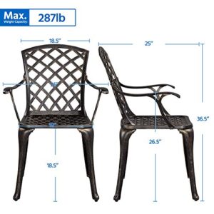 Topeakmart Outdoor Patio Dining Chairs, Set of 2 Aluminum Metal Arm Chairs Bistro Chair Set for Backyard, Pool, Garden, Porch - Bronze