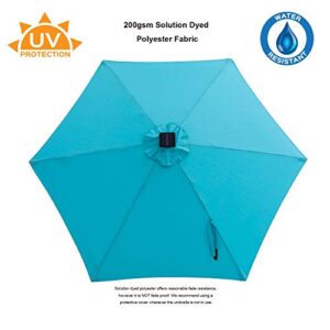 C-Hopetree 7.5 ft Outdoor Patio Market Table Umbrella with Solar LED Lights and Tilt, Aqua Blue