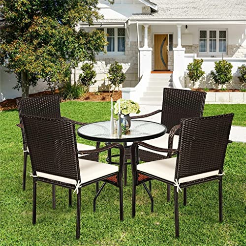 ZHYH 4 Piece Patio Chairs Outdoor Dining Chairs Garden Terrace Yard Armchairs