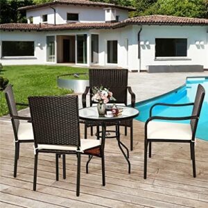 ZHYH 4 Piece Patio Chairs Outdoor Dining Chairs Garden Terrace Yard Armchairs