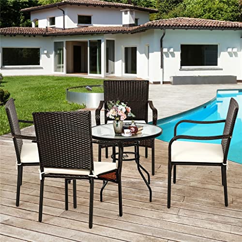 ZHYH 4 Piece Patio Chairs Outdoor Dining Chairs Garden Terrace Yard Armchairs