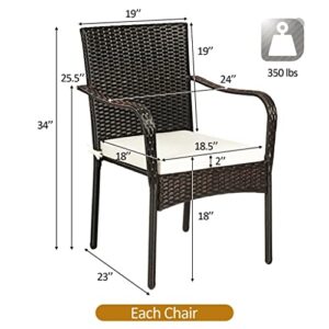 ZHYH 4 Piece Patio Chairs Outdoor Dining Chairs Garden Terrace Yard Armchairs