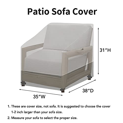 Easy-Going Patio Chair Cover UV Resistant Outdoor Chair Cover Bicolor Waterproof Outdoor Furniture Cover with Reflective Hemming (2 Pack-35Wx38Dx31H inch, Gray/Dark Gray)