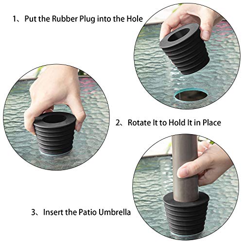 Pelopy 4 Pieces Umbrella Cone Wedge and Table Umbrella Hole Ring and Cap Set for Outdoor Patio Umbrella, Fits Umbrella Poles Up to 1.5 Inch in Diameter or Smaller (Black Black)