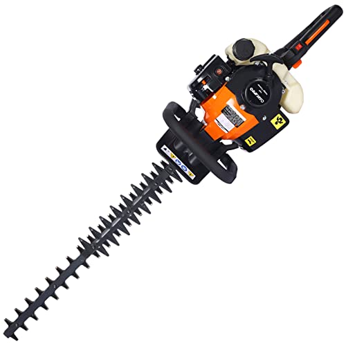 26cc 2-Cycle Gas Powered Hedge Trimmer, 24inch Double Sided Blade Recoil Gasoline Trim Blade, Orange & Black