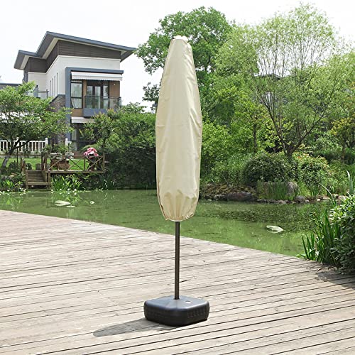 uHousDeco Patio Weatherproof Market Umbrella Cover with Zipper, Water Resistance, Outdoor Weatherproof, Beige Color