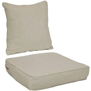 sunnydaze back and seat cushion set for indoor/outdoor furniture – 2-piece replacement cushions for deep seating patio chair – outside pads for porch, deck and garden seats – beige