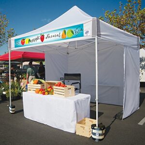 E-Z UP ES100S Instant Commercial Canopy, 10' x 10' with 3 Sidewalls, 1 Mid-Zip Sidewall and Wide-Trax Roller Bag, White