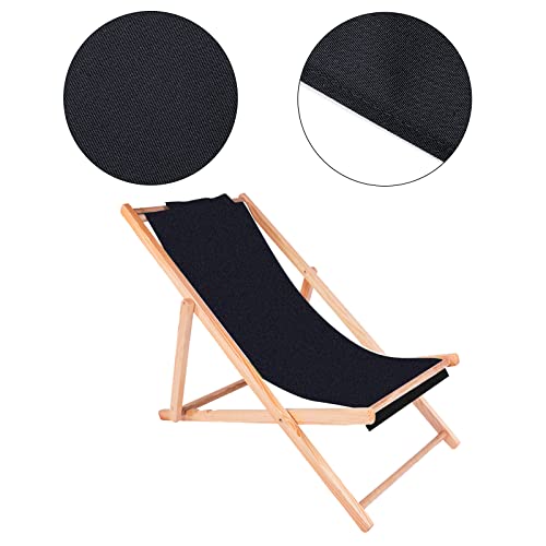 PH PandaHall Chair Replacement Fabric, 44 x 17 Inch Lounge Chair Cloth Long Beach Chair Cloth Folding Chair Black Oxford Canvas Chair Accessories for Sun Lounger Pool Sunbathing Garden