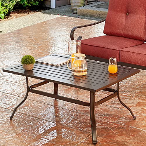 PatioFestival Patio Loveseat Bench 2-Person 6.3 Inch Cushioned Outdoor Sofa with Coffee Table All Weather Steel Frame