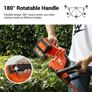 PAXCESS Cordless Hedge Trimmer 22 Inch 20V Dual-Action Blade Bush Trimmer, 4.0Ah Battery & Fast Charger, 180° Rotatable Handle, 3/4" MAX. Cutting Diameter, Anti-Collision Head, Safety Double Switch