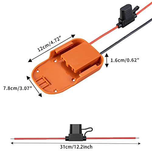 Power Wheel Adapter for Ridgid AEG 18V Hyper Lithium Battery Secure Battery Adapter with Fuse & Wire Terminal,14 Gauge Wire Power Convertor for DIY RC Trucks, RC Toys, Robotics, Work Lights