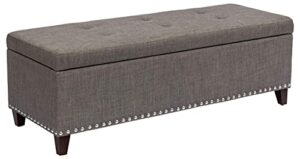 homebeez storage ottoman bench fabric tufted foot rest stool with nailhead trim(gray brown)