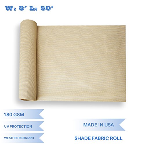 E&K Sunrise 8' x 50' Beige Sun Shade Fabric Sunblock Shade Cloth Roll, 95% UV Resistant Mesh Netting Cover for Outdoor,Backyard,Garden,Greenhouse,Barn,Plant (Customized