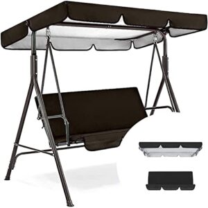 bturyt patio swing canopy waterproof top cover set, swing canopy replacement cover and swing chair cover for patio garden swing outdoor(top cover + chair cover)