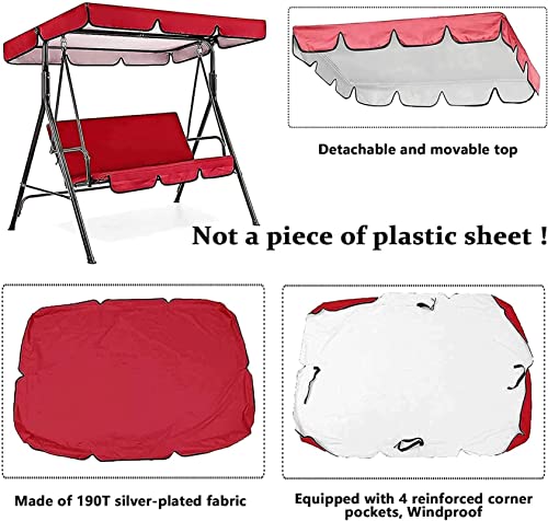 BTURYT Patio Swing Canopy Waterproof Top Cover Set, Swing Canopy Replacement Cover and Swing Chair Cover for Patio Garden Swing Outdoor(top Cover + Chair Cover)