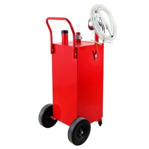 KODOM 30 Gallon Gas Caddy, Portable Fuel Storage Tank, Large Gasoline Container Diesel Can with Pump Rolling and Solid Rubber Wheels for Boat, ATV, Car, Motorcycle,UTV (Red)