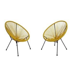 kingmys acapulco woven lounge chair for indoor and outdoor use (2pc yellow)