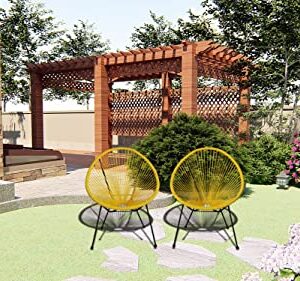 Kingmys Acapulco Woven Lounge Chair for Indoor and Outdoor Use (2PC Yellow)