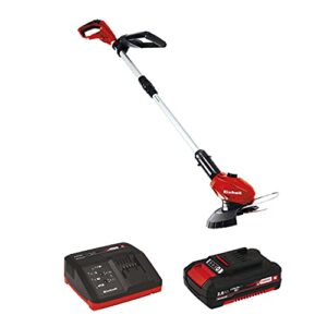 einhell ge-ct power x-change 18-volt cordless 10-inch grass trimmer / edger, w/ 20pcs of replacement blades, rotatable motor head, telescopic handle, flower guard