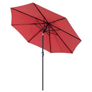 tempera 9′ outdoor market patio table umbrella with push button tilt and crank,large sun umbrella with sturdy pole&fade resistant canopy,easy to set,rust red