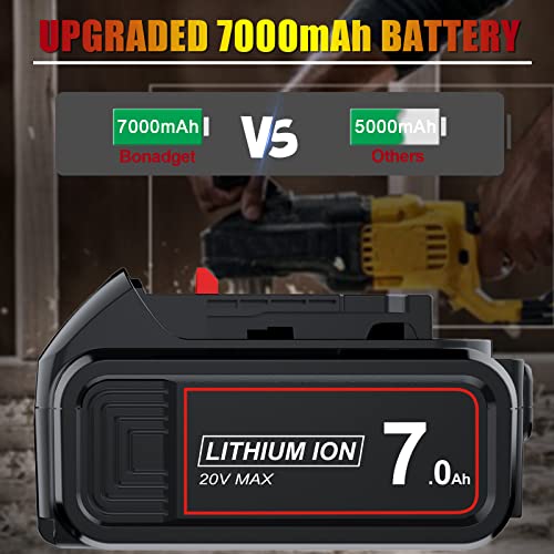 Upgraded 2Pack 7.0Ah 20V Battery Replacement for Dewalt 20V Max Battery Lithium-ion Battery Compatible 20V Battery DCB200 DCB203 DCB204 DCB180 DCD740 Dewalt 20 Volt Cordless Tools Replacement Battery