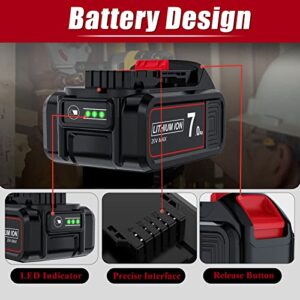 Upgraded 2Pack 7.0Ah 20V Battery Replacement for Dewalt 20V Max Battery Lithium-ion Battery Compatible 20V Battery DCB200 DCB203 DCB204 DCB180 DCD740 Dewalt 20 Volt Cordless Tools Replacement Battery