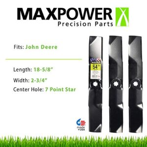 Maxpower 561813B 3-Blade Set for 54-Inch John Deere Rider, Replaces GX21380 and GY20684