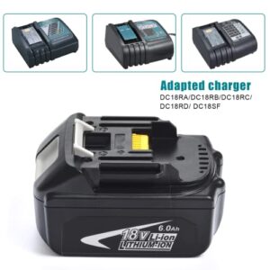 2 Packs Replace for Makita 18V Battery 6.0Ah, Replacement Makita 18 Volt BL1860B Batteries BL1820B 1830B 1840B 1850B, Compatible with Makita 18v Tools, Fit with Original Makita 18v Battery Charger