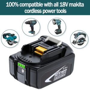 2 Packs Replace for Makita 18V Battery 6.0Ah, Replacement Makita 18 Volt BL1860B Batteries BL1820B 1830B 1840B 1850B, Compatible with Makita 18v Tools, Fit with Original Makita 18v Battery Charger