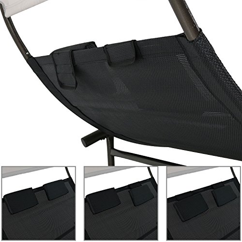 Sunnydaze Outdoor Double Chaise Rocking Lounge Chair with Canopy Shade and Headrest Pillows, Portable Patio Sun Lounger, Black