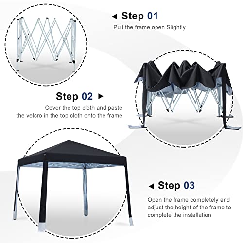 MASTERCANOPY 10x10 Pop-up Canopy Tent Outdoor Beach Canopy with 4 Foot Pockets(Black)